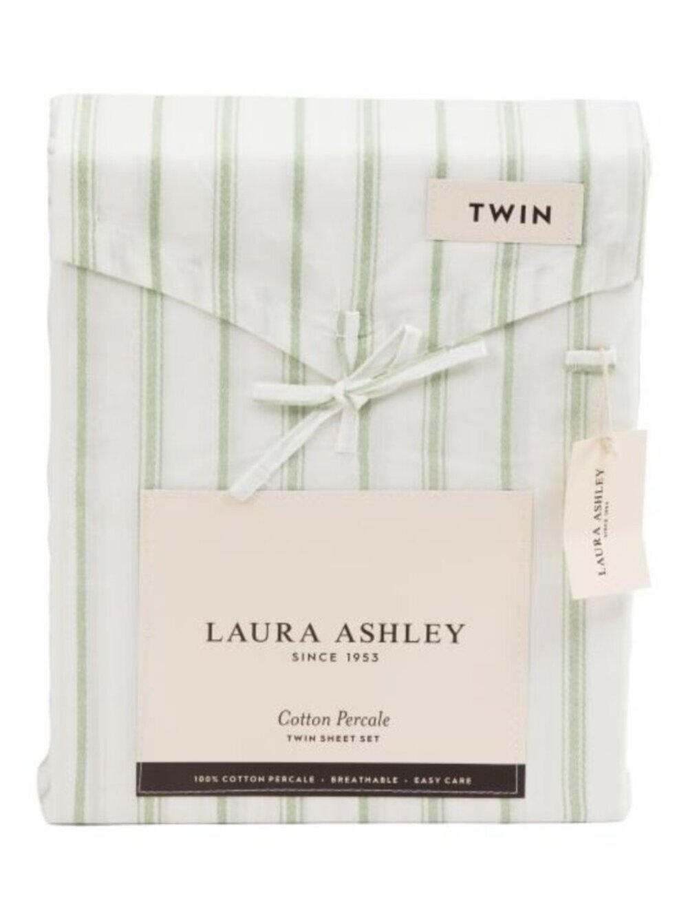 LAURA ASHLEY Cotton Percale Stripe Sheet Set